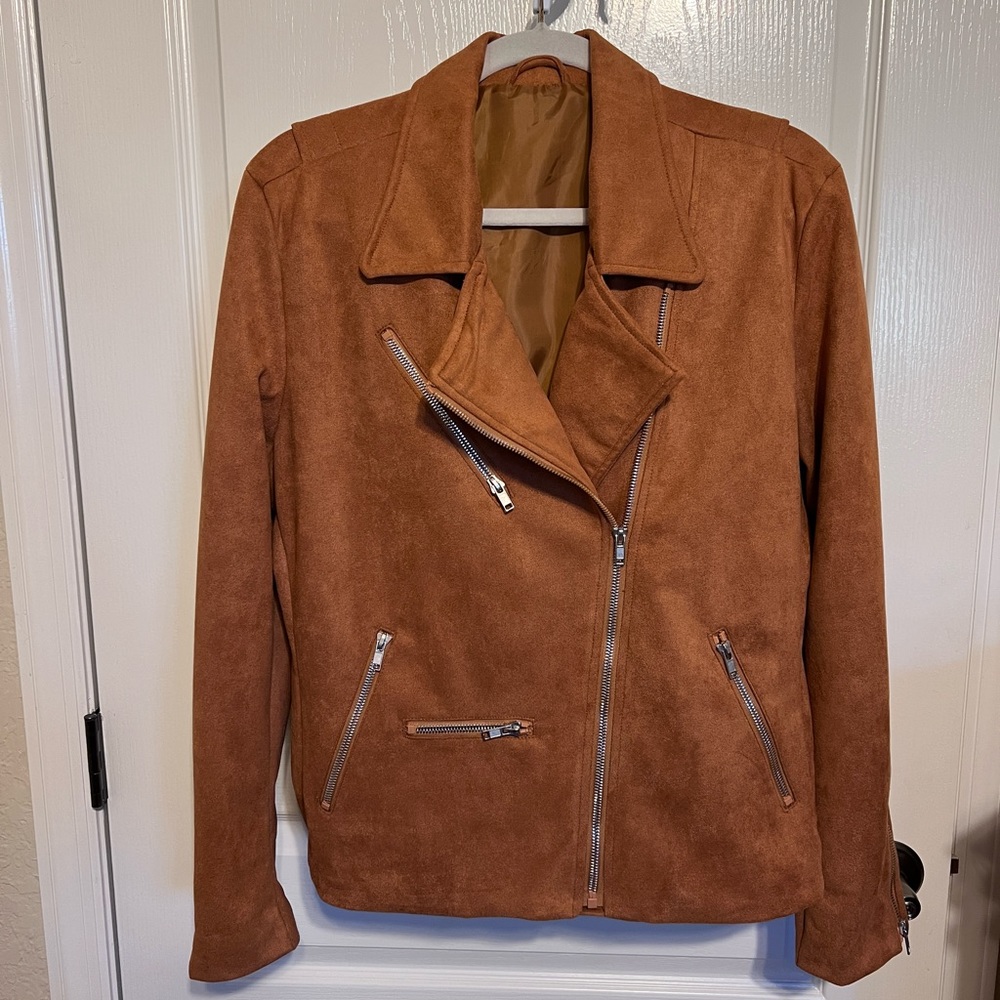 Ladies Faux Suede Moto Jacket Sz XL NWOT